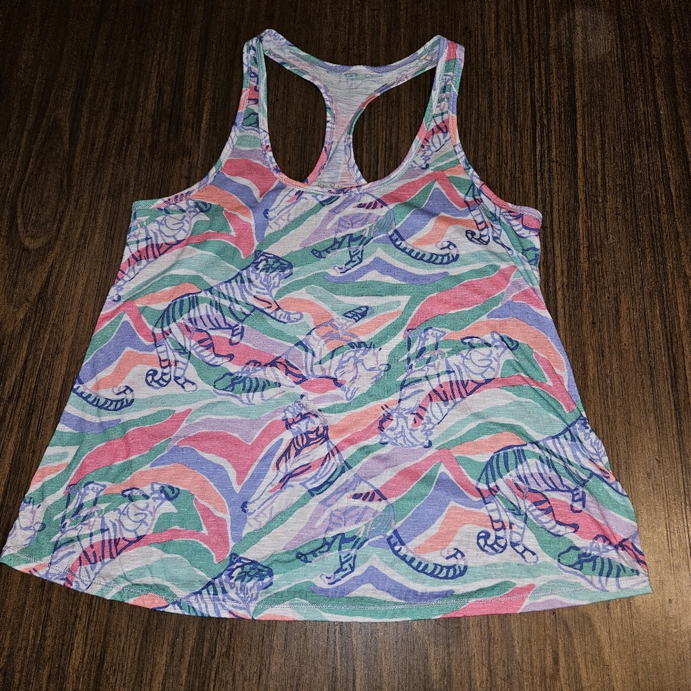 Lilly Pulitzer Womens Sz Medium Zebra Tiger Luxletic Tank Top Racerback Shirt